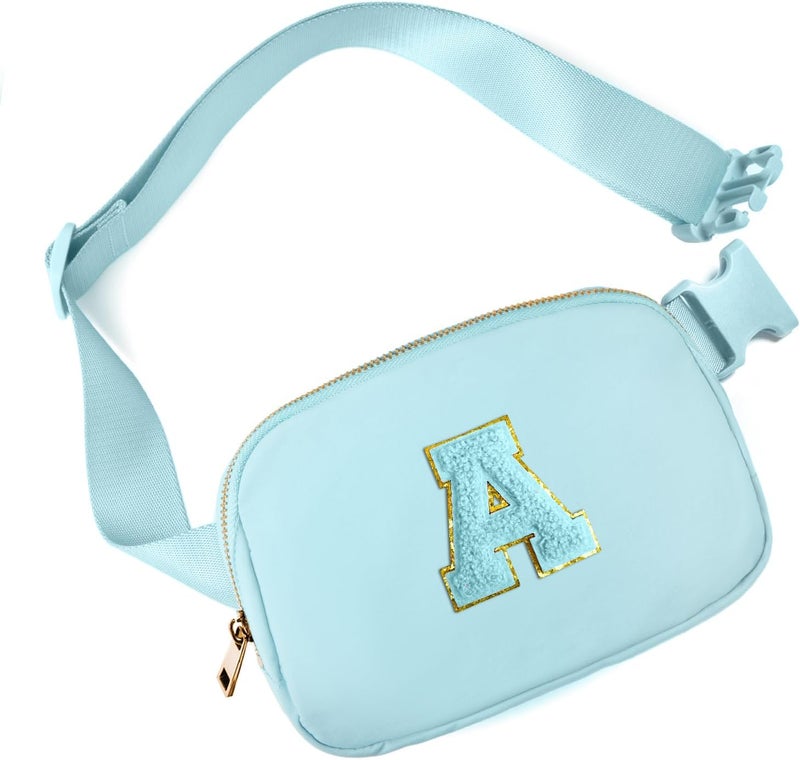 Gitus Gifts for 8 9 10 11 12 Year Old Girls Belt Bag Fanny Pack Crossbody Bags with Initial Letter Patch Cute Stuff Birthday Gifts for Teen Girls Women Personalized Trend Stuff (Icing Blue-A) - Image 1